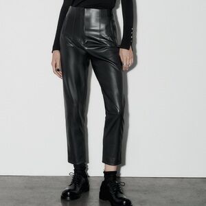 Zara Faux Leather High Waisted Ankle Pant Large Black